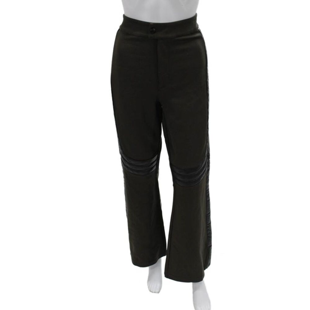 Alp N Rock Women Black Biker Pants Button Front PU Coated 31 Inseam Size M